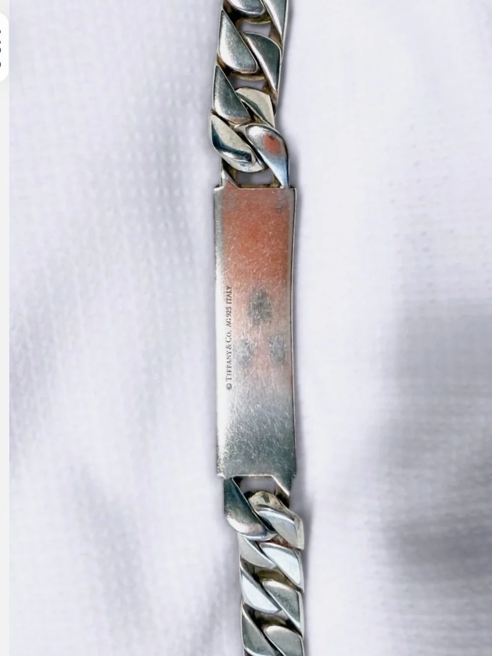 Tiffany & Co. Sterling Silver Cuban Link Bracelet with Signature Turquoise Pouch